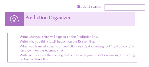 prediction graphic organizer, how to make predictions in readings, graphic organizers 
